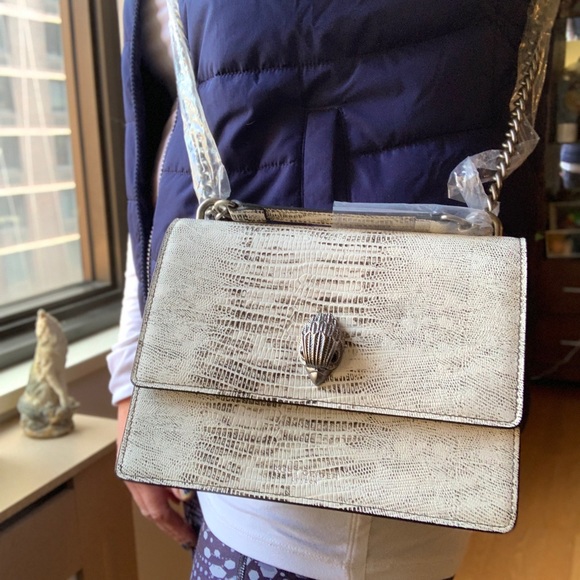 SOLD⛔️Authentic KURT GEIGER LONDON Lizard embossed leather medium flap Crosby - Picture 4 of 15